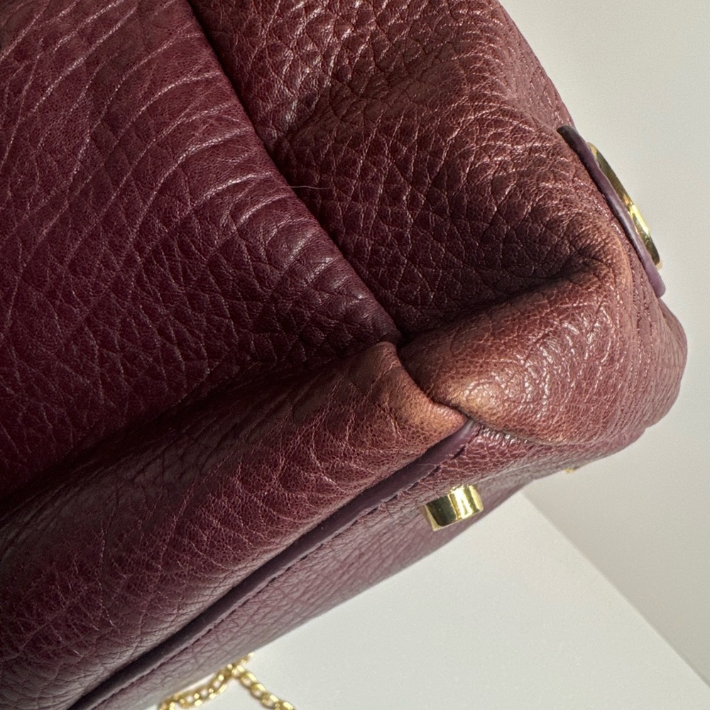 ☘️#159 Tory Burch Vintage 797 Pebbled Leather Two-Way Bag Gold-Tone Hardware - Picture 9 of 14